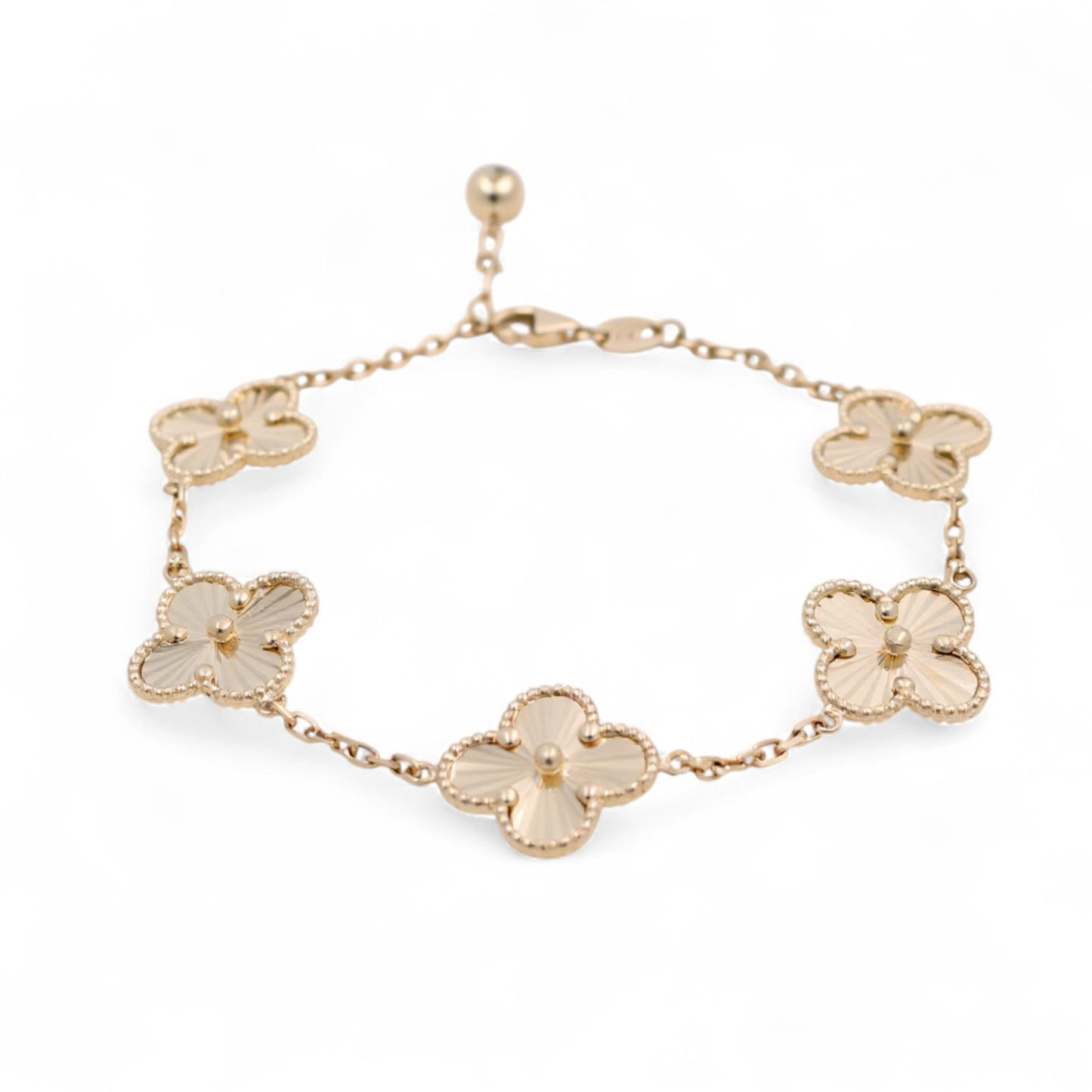 14K Yellow Gold Five Clover Women's Bracelet / Size 7" / Weight 6.9 GR / COWB4CLV-9