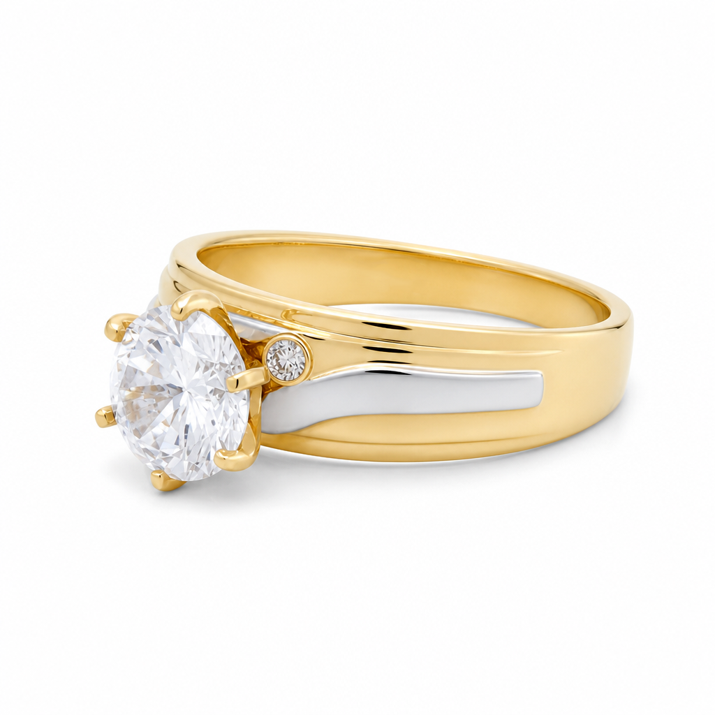 14K Yellow and White Women's Engagement Ring / Size: 6.5