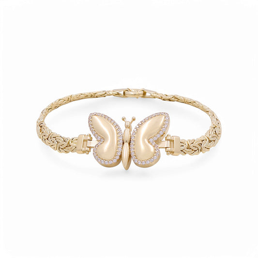14K Yellow Gold Fashion Women's Bracelet w/Butterfly Byzantine Link / Size: 7.5" / Weight: 12.1 GR / DPWB4BTBZ