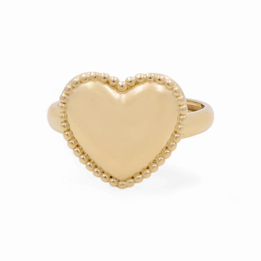 14K Yellow Gold Women's Heart Ring / Size: 8 / Weight: 2.2 GR / CPWR4HR-6