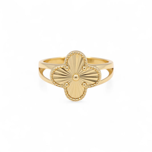 14K Yellow Gold Clover Women's Ring / Size: 9/ 16MM / Weight: 3.5 GR / DOWR4CLV-1