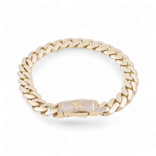 14K Yellow Gold Semisolid Monaco Bracelet / Stone: Cz / Size: 9mm 7.5" / Weight: 14.6 GR