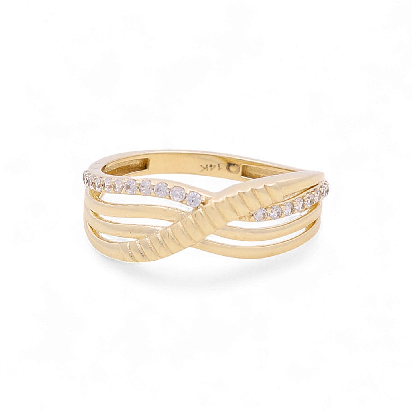 14K Yellow Gold Fashion Women's Ring with Cz / Size: 8.5 / Weight: 2.1 GR / DQWR4FS-27