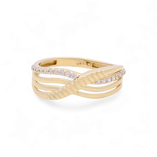 14K Yellow Gold Fashion Women's Ring with Cz / Size: 8.5 / Weight: 2.1 GR / DQWR4FS-27