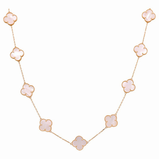 14K Yellow Gold Mother of Pearl Clover Women's Necklace / Size:18” / Weight: 14.2 GR / BPNK4CLV-1