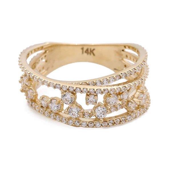 14k Yellow Gold Fashion Women's Ring with CZ / Weight: 4.2 GR