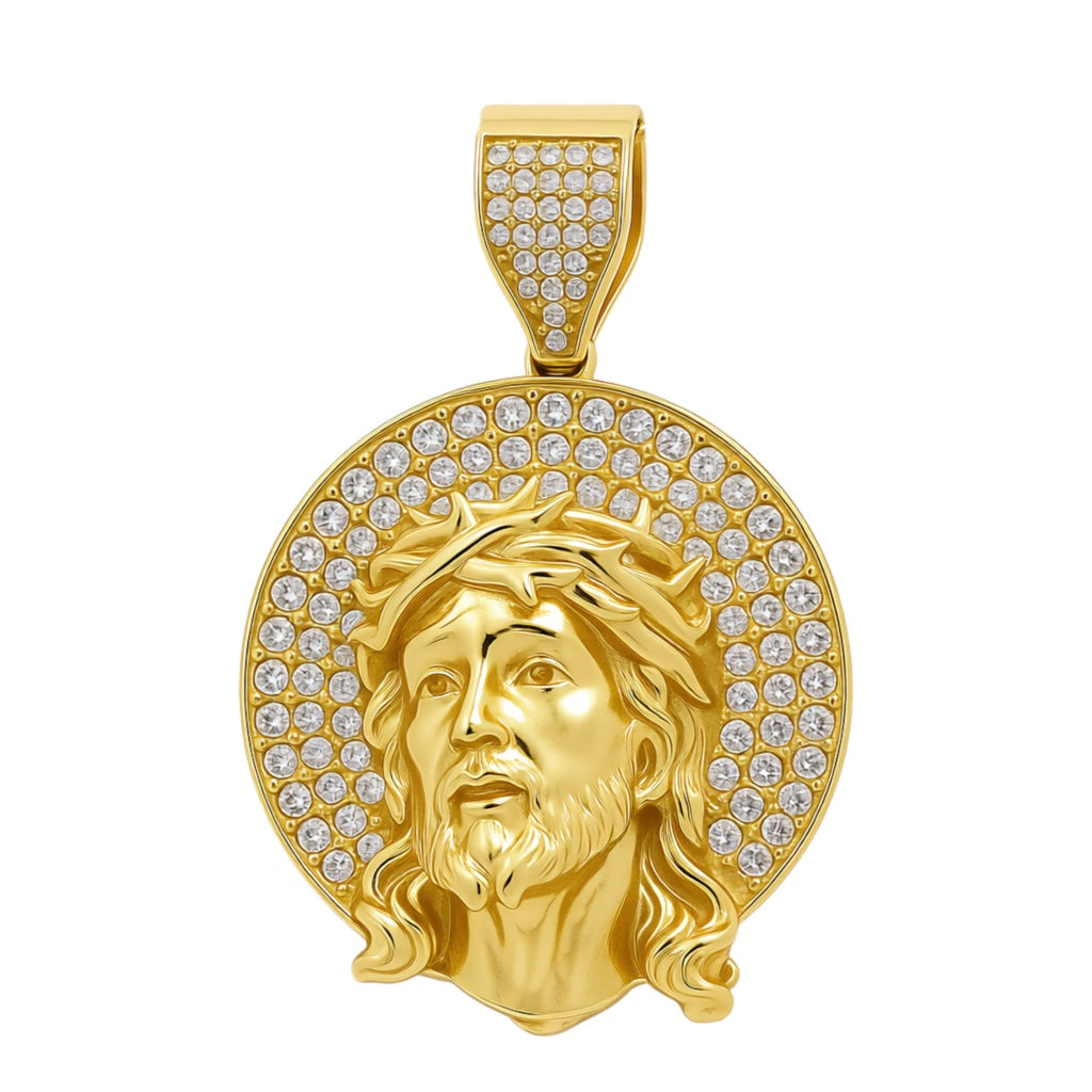 14K Yellow Gold Christ Pendant With Cz / Weight 13.5 GR / COPD4CRCZ