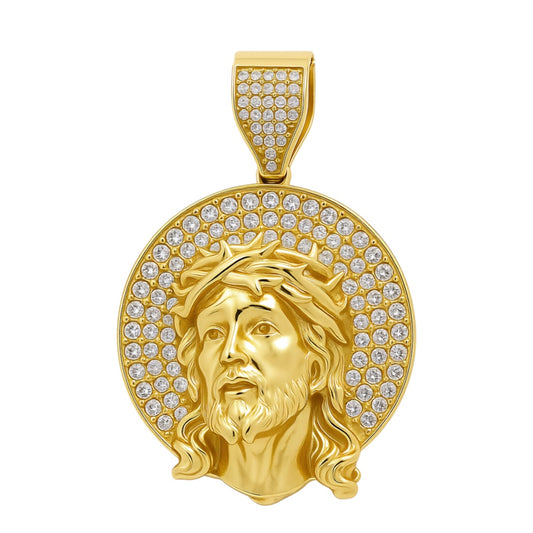 14K Yellow Gold Christ Pendant With Cz / Weight 13.5 GR / COPD4CRCZ