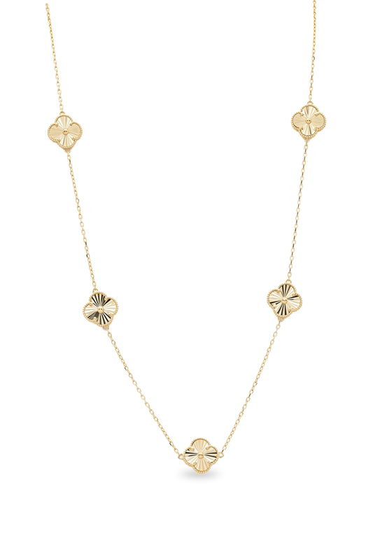 10K Yellow Gold Five Clovers Necklace / Size: 18" / Weight: 6.2 GR / P04VN-38