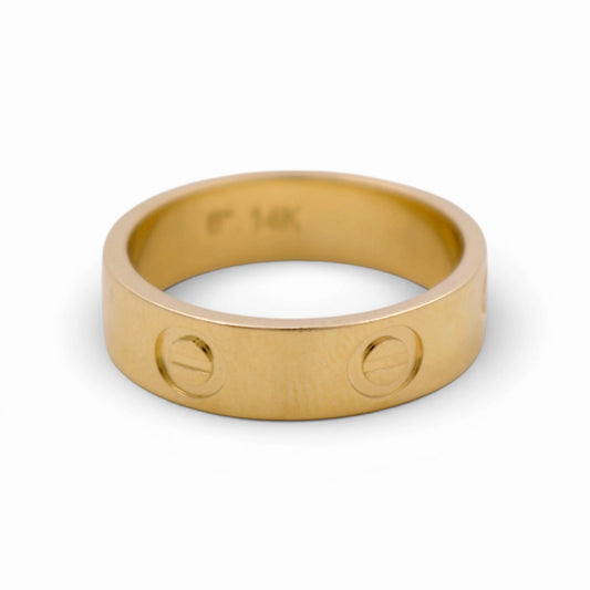 14K Yellow Gold Solid CT Women's Ring / Size: 8 / 5mm / Weight 5.4 GR / DQWR4CT