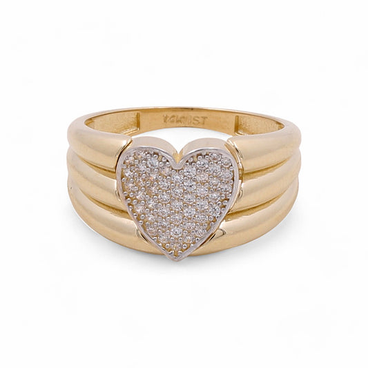 14K Yellow Gold Women's Heart Ring / CZ / Size: 8/ Weight: 4.3gr / COWR4HR-22
