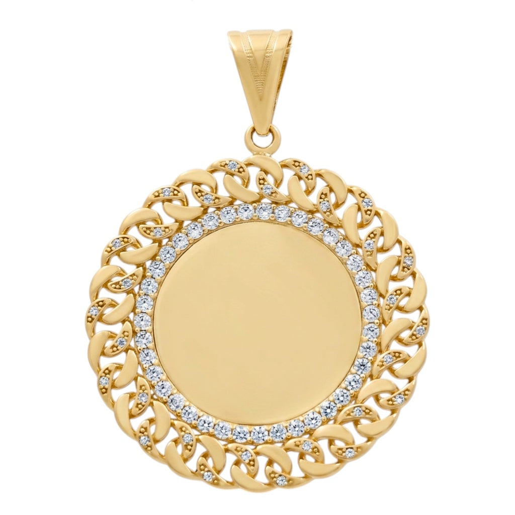 10K Yellow Gold Medal Pendant with Cz / Size: 35MM / Weight: 7.6 GR