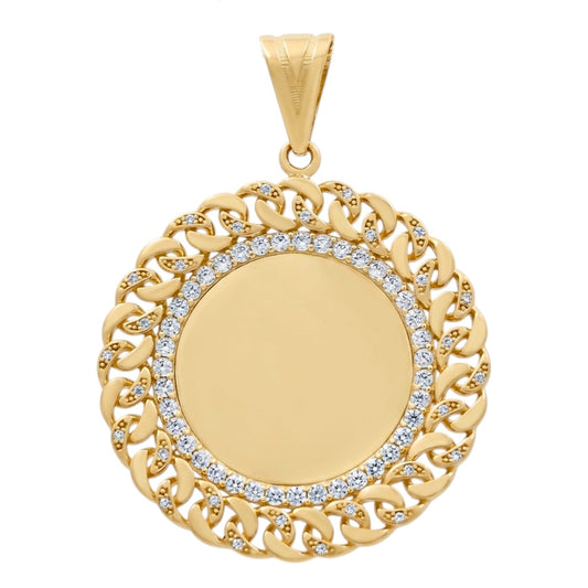 10K Yellow Gold Medal Pendant with Cz / Size: 35MM / Weight: 7.6 GR