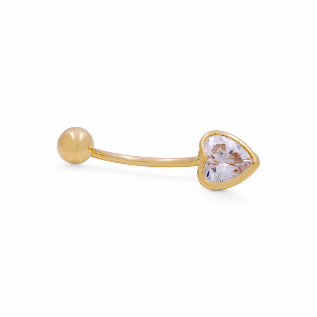 14K Yellow Gold Heart Piercing with Cz / 6-147701KS