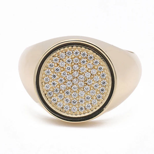14k Round Men's Ring with Black Enamel and Cz / Size 11 / Weight 7.8 GR / COMR4REDBECZ