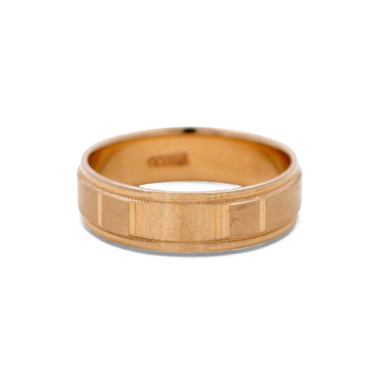 14K Yellow Gold Men’s Wedding Band with Design / Size: 10 / Weight: 5 GR / DEEMWB4DS-7