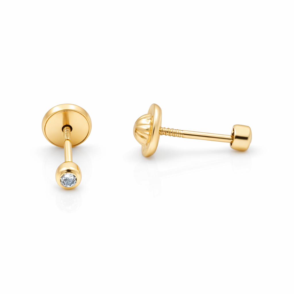 14k Yellow Gold Fashion Stud Earrings with Cz/ 6-CH-R-2
