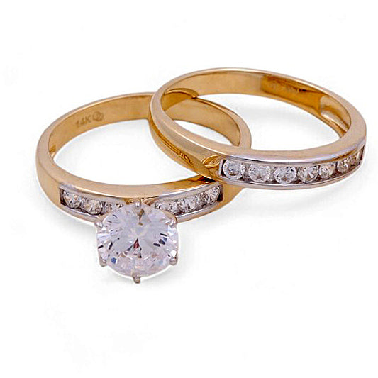 14K Yellow and White Gold Woman’s Bridal Set / Stone: Cz / Size: 6.5 / Weight: 5.0GR / KEEWR4BS-4