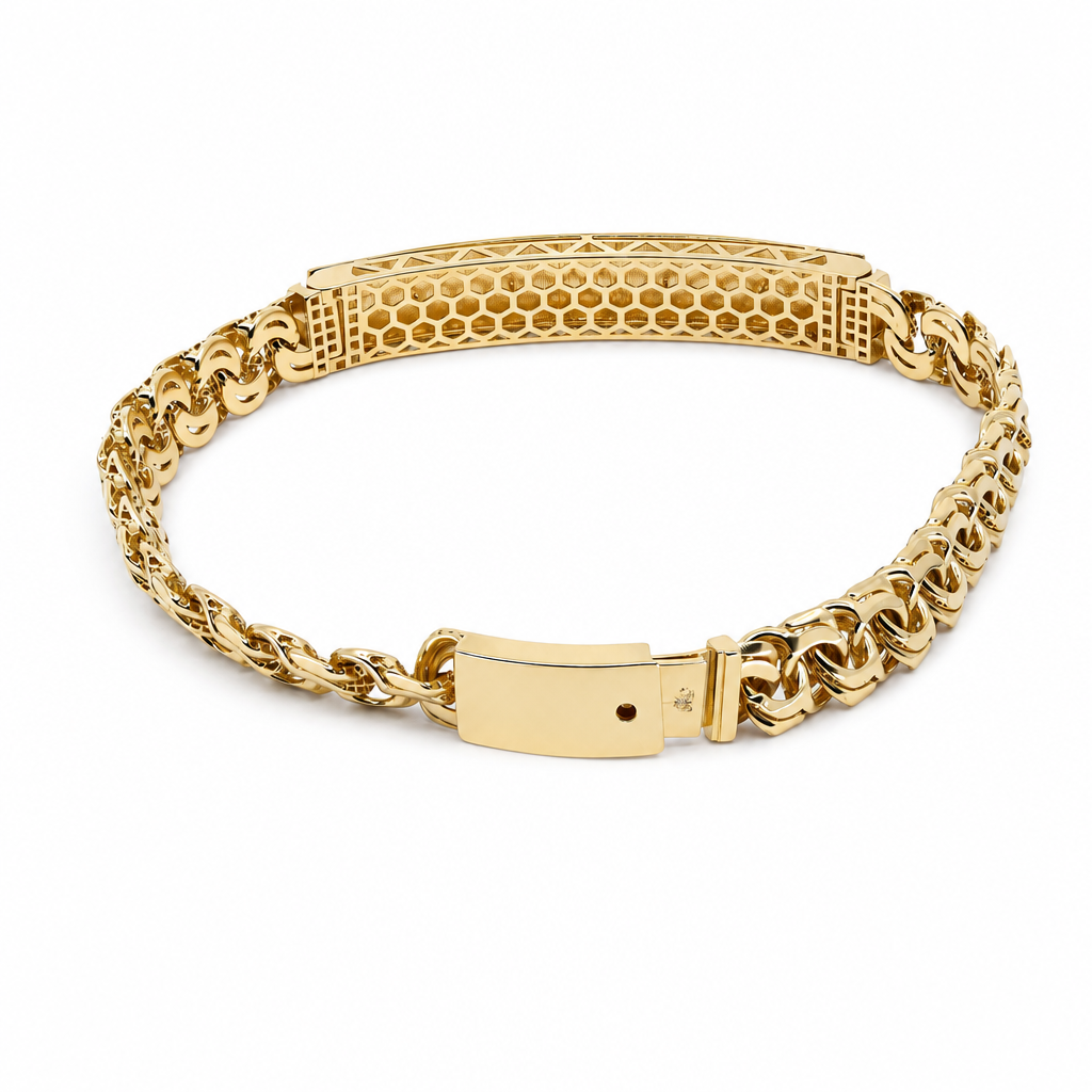 14K Yellow Gold Chinese Link ID Bracelet / Size: 7mm 8" / Weight: 10.1 GR / SFEEMB4CH7-8