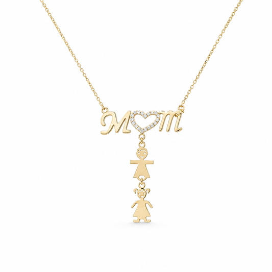 14K Yellow Gold Mom & Kids Necklace / Size: 18'' / Weight: 3.5 GR / P37N-8