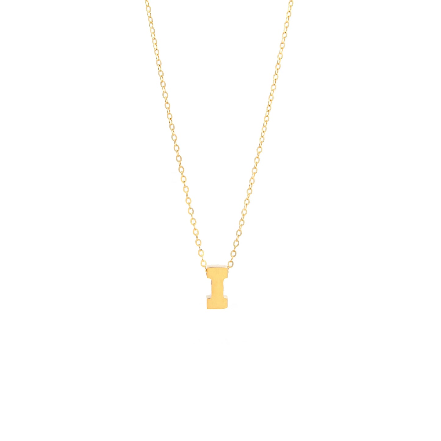 14K Yellow Gold Initial I Necklaces / Size: 18" / INIT.I