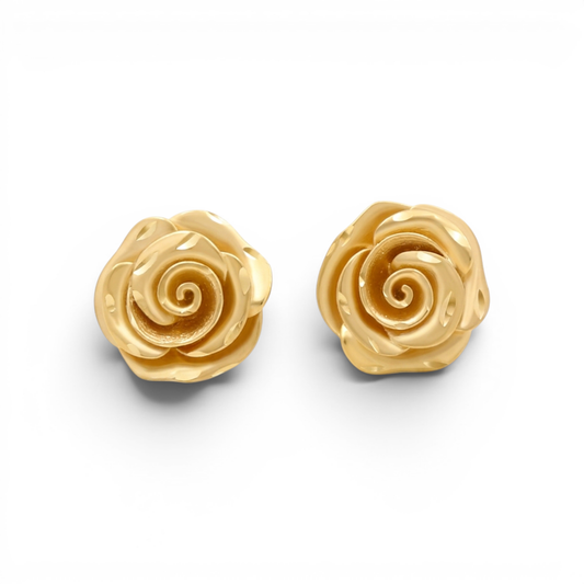 10K Yellow Gold Flower Stud Earrings / Weight: 3.1 GR