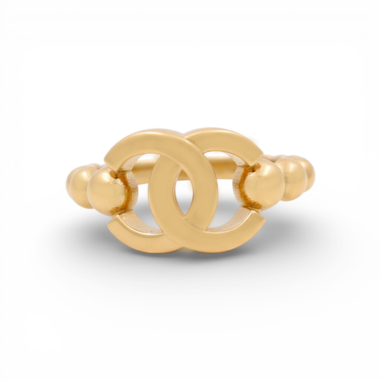 14K Yellow Gold Fashion CC Women's Ring / Size: 7.5 / Weight: 2.8 GR / Y23-135