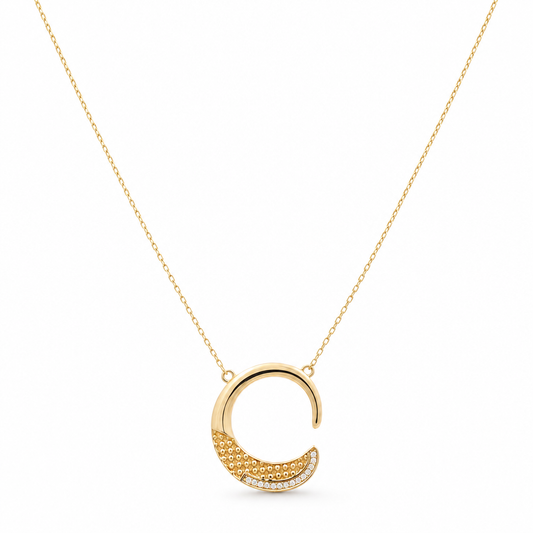 14K Yellow Gold Necklace With Fashion Pendant / Size: 16" / Weight: 5.5 GR / Stone: Cz