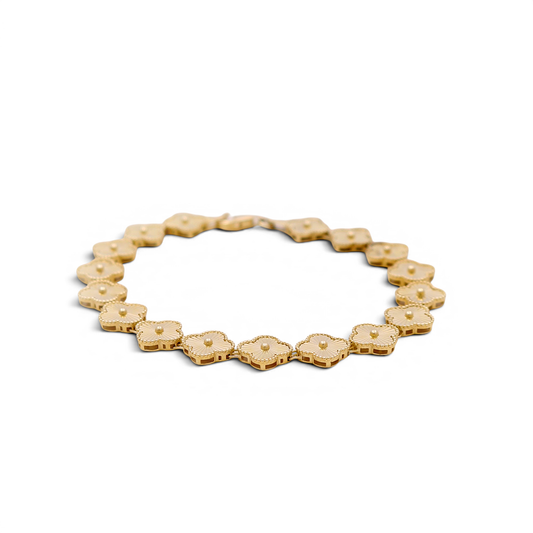 10K Yellow Gold Clovers Women's Bracelet / Size: 7” 8.5mm / Weight: 5.8 GR