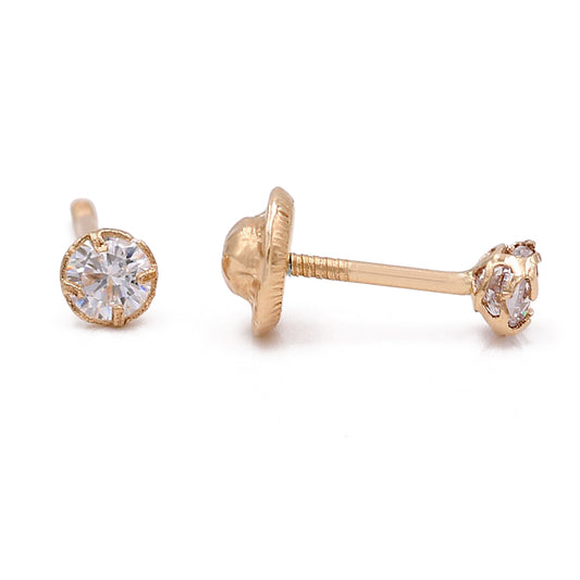 14k Yellow Gold Stud Earrings With Cz / 6-312001PS3