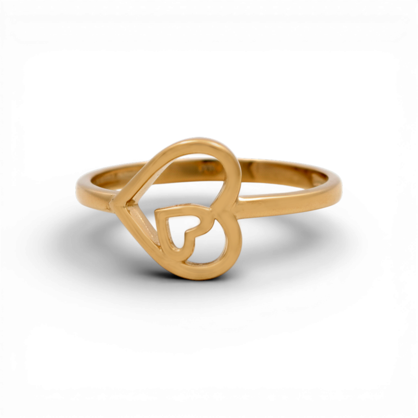 10K Yellow Gold Heart Women's Ring / Size: 8 / Weight: 1.4 GR