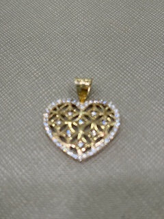Colgante de corazón con circonita cúbica de 14 k y peso de 2,2 g COPD4HRCZ-1