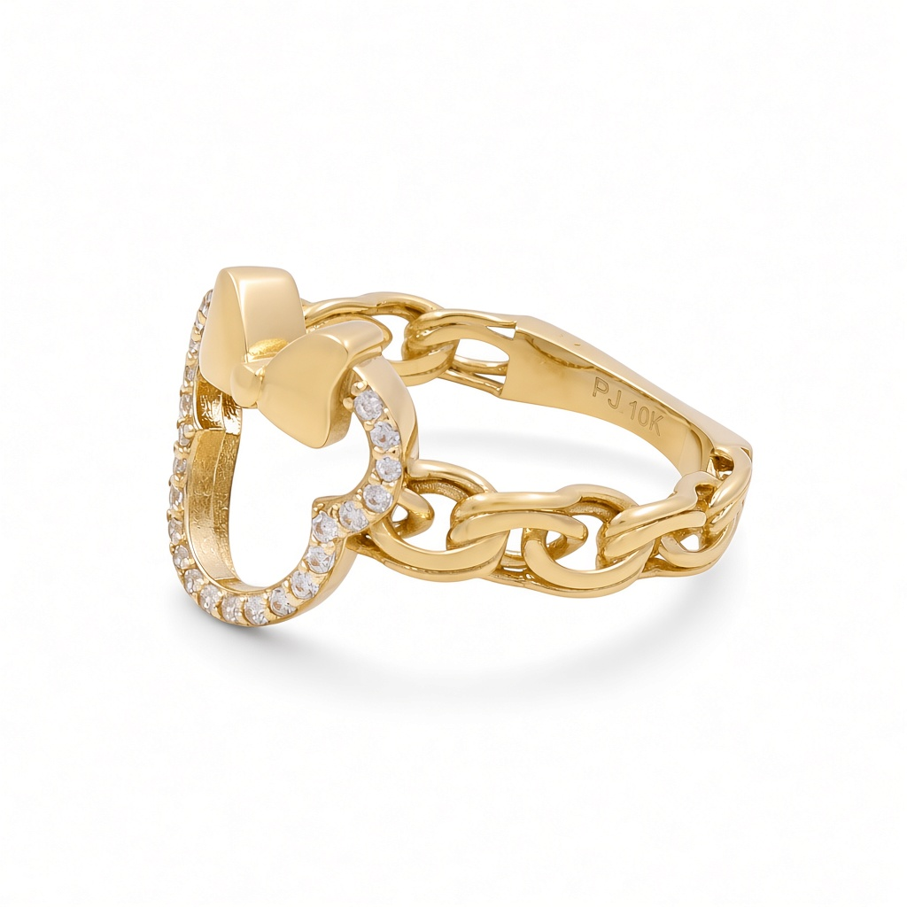 Anillo Minnie para mujer de oro amarillo 14K con zirconia / Talla: 8 / Peso: 3 GR / CPWR4MN