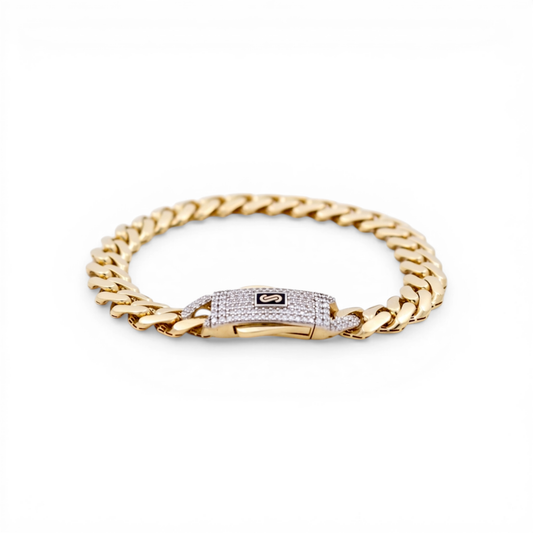 10K Yellow Gold Women's Bracelet Semisolid Monaco / Size: 8mm 7" / Weight: 9.4 GR