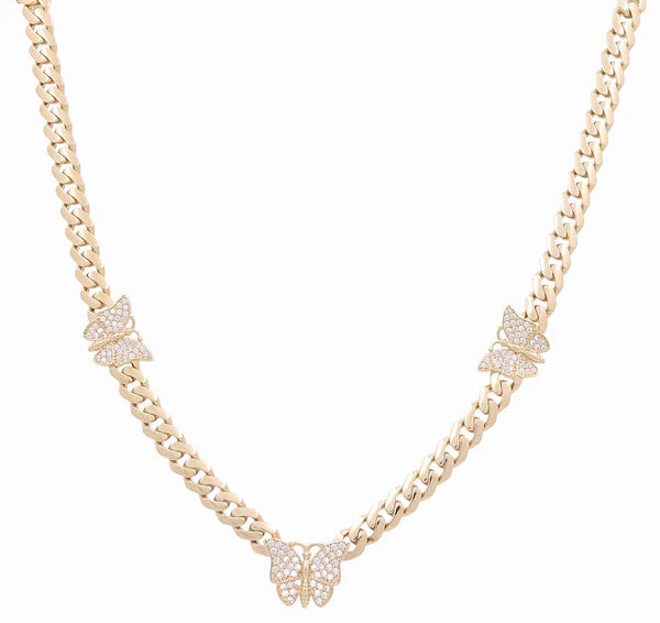 10K Yellow Gold Monaco Women's Necklace with Butterfly / CZ / Size:18.5" / Weight: 26.4 GR/ DONK0MONBT