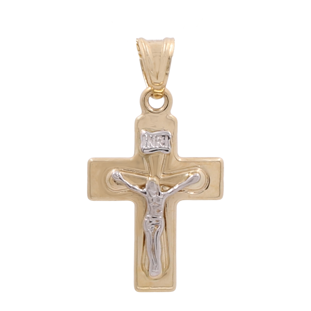 Colgante de cruz de oro de dos tonos de 14 quilates / COPD4CRS-28