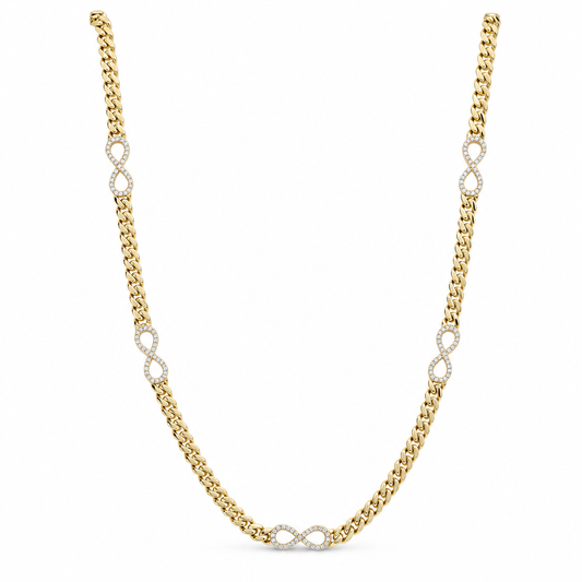 10K Yellow Gold Monaco Infinity Women's Necklace / Size: 4mm-18'' / Weight: 11.5 GR / MN-474