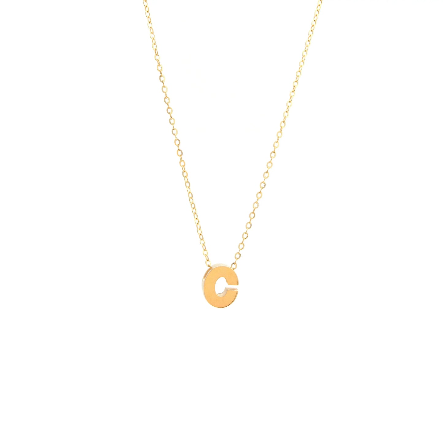 14K Yellow Gold Necklace Initial C / Size: 18"