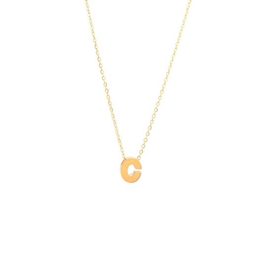 14K Yellow Gold Necklace Initial C / Size: 18" / INIT.C-140C