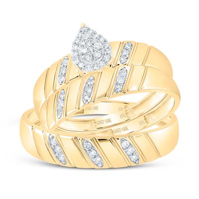 10K Yellow Gold Diamond Trio Set Ring / Stone: 1/5 CTW / Size: 7 & 10 / 188365