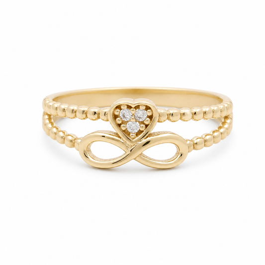 10K Yellow Gold Infinity with Heart Women's Ring / Size: 7.5 / Weight: 1.5 GR / DQWR0IF-4