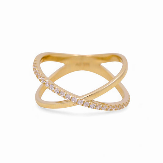 Anillo de oro amarillo de 10 quilates para mujer con circonitas cúbicas / Tamaño: 7 / Peso: 2,3 gr / P03R-3992