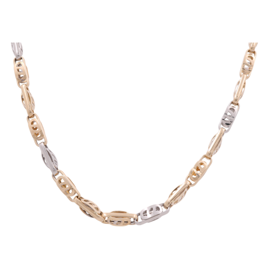 14K Yellow and White Gold Fashion Link Chain / Size: 24” / Weight: 29.9 GR / ISCH4FS-1