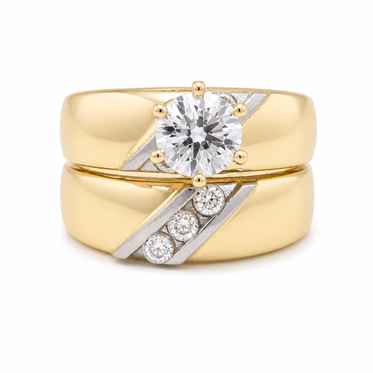 14K Yellow and White Gold Women’s Bridal Set / Stone: Cz / Size: 7 / Weight: 4.6 GR