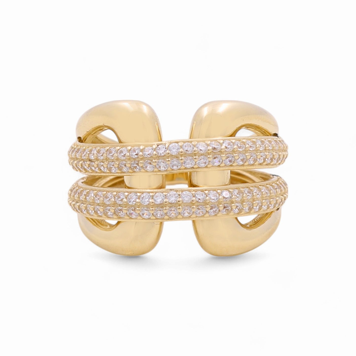 10K Yellow Gold Fashion Women's Ring with Cz / Size: 7.5 / Weight: 4.6 GR / CQWR0FS-25