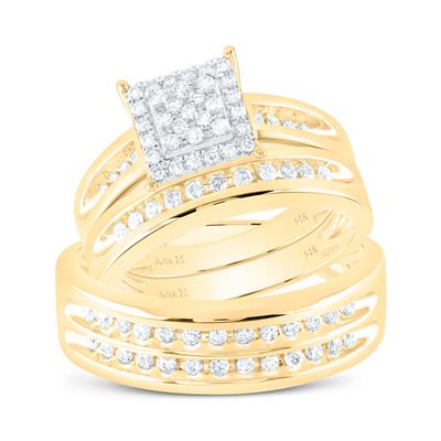 14K Yellow Gold Diamond Trio Set / Size 7 & 10 / Stone: 5/8 Ctw Diamond / 195995