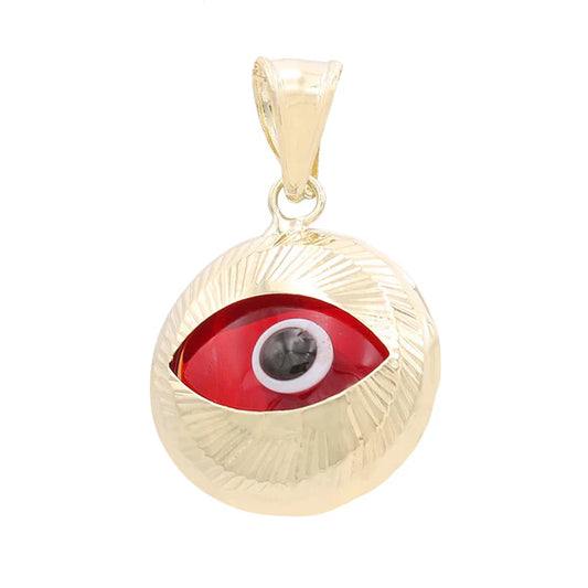 14K Yellow Gold Red Eye Pendant / Weight 1gr