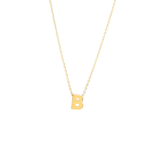14K Yellow Gold Initial B Necklace / Size: 18"