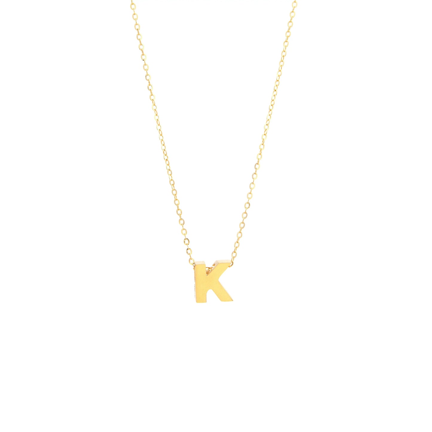 14K Yellow Gold Initial K Necklaces / Size: 18"