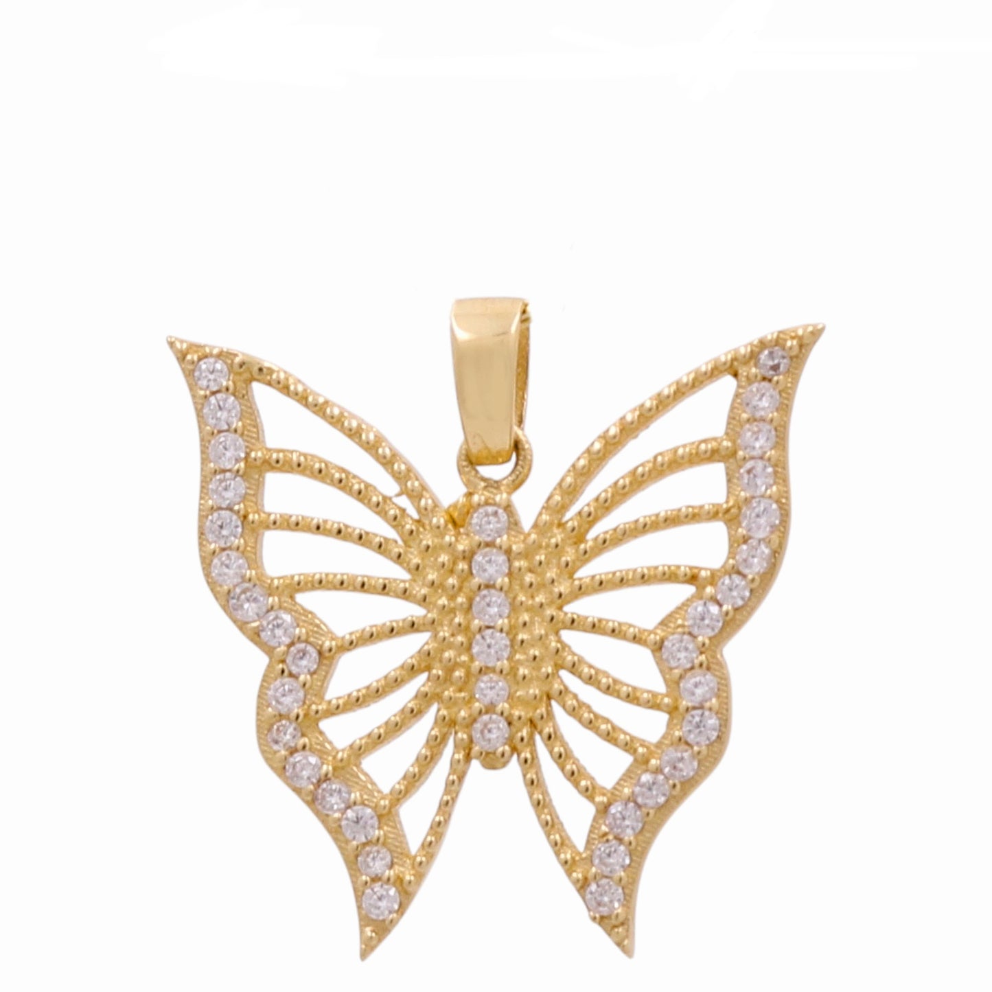 14K Yellow Gold  Butterfly Pendant with Cz / Weight: 2.3 GR / CPPD4BT